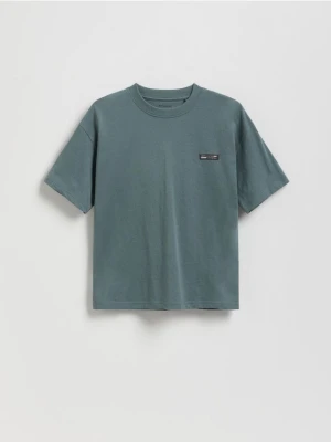 Reserved - Bawełniany t-shirt oversize - kremowy