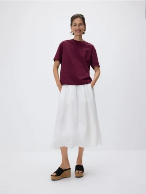 Reserved - Bawełniany t-shirt oversize - mahoniowy