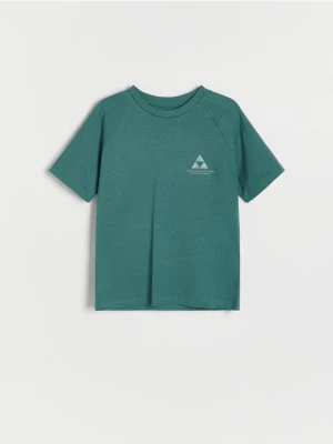 Reserved - Bawełniany t-shirt oversize - morski