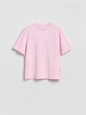 Reserved - Bawełniany t-shirt oversize - pastelowy róż