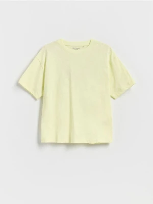 Reserved - Bawełniany t-shirt oversize - zielony