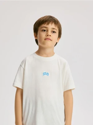 Reserved - Bawełniany t-shirt oversize - złamana biel