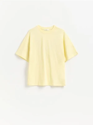 Reserved - Bawełniany t-shirt oversize - żółty