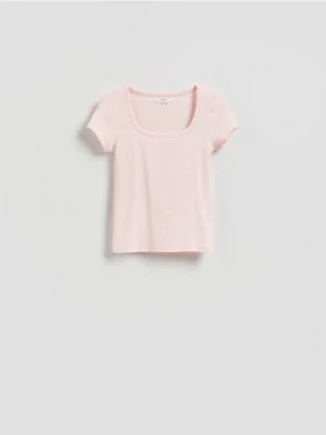 Reserved - Bawełniany t-shirt - pastelowy róż