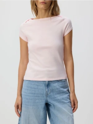 Reserved - Bawełniany t-shirt - pastelowy róż