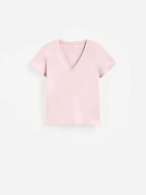 Reserved - Bawełniany t-shirt - pastelowy róż
