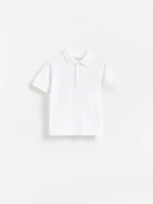 Reserved - Bawełniany t-shirt polo - biały