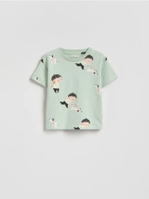 Zdjęcie produktu Reserved - Bawełniany t-shirt Pucio - jasnozielony