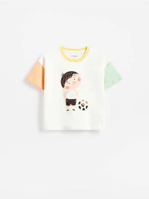 Reserved - Bawełniany t-shirt Pucio - kremowy