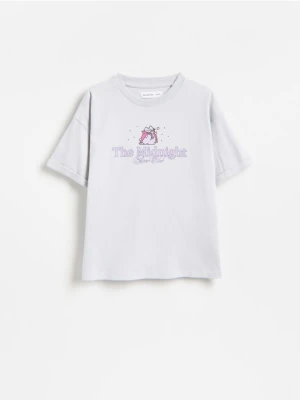 Reserved - Bawełniany t-shirt Pusheen - jasnoszary