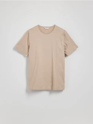 Reserved - Bawełniany t-shirt regular - beżowy