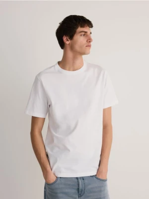 Reserved - Bawełniany t-shirt regular - biały