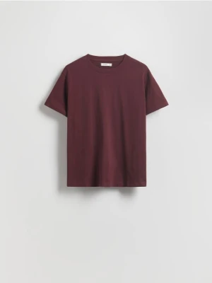 Reserved - Bawełniany t-shirt regular - bordowy
