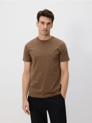 Reserved - Bawełniany t-shirt regular - brązowy