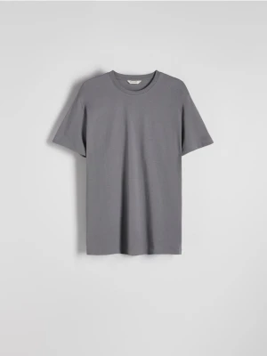 Reserved - Bawełniany t-shirt regular - ciemnoszary
