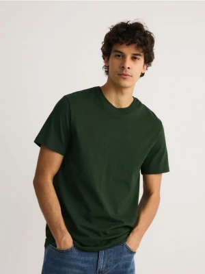 Zdjęcie produktu Reserved - Bawełniany t-shirt regular - ciemnozielony