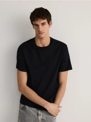 Reserved - Bawełniany t-shirt regular - czarny
