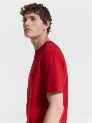 Reserved - Bawełniany t-shirt regular - czerwony
