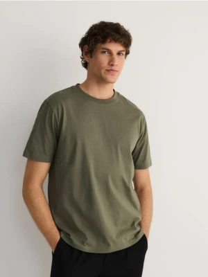 Reserved - Bawełniany t-shirt regular fit - oliwkowy