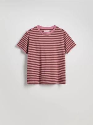 Reserved - Bawełniany t-shirt regular - jasnofioletowy