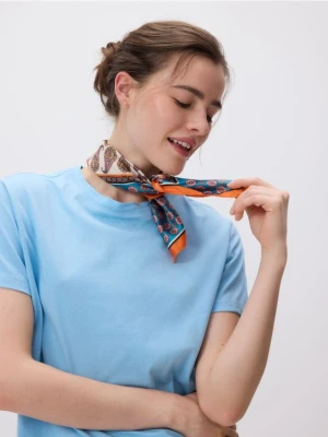 Reserved - Bawełniany t-shirt regular - jasnoniebieski