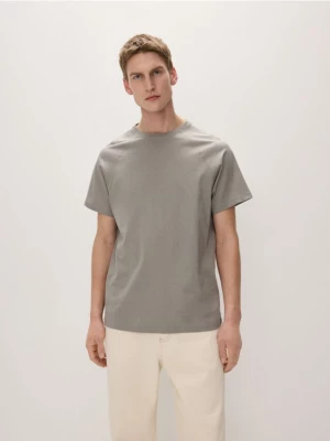 Reserved - Bawełniany t-shirt regular - jasnoszary