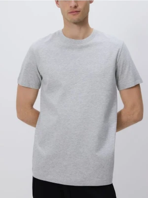 Reserved - Bawełniany t-shirt regular - jasnoszary