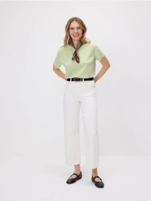 Reserved - Bawełniany t-shirt regular - jasnozielony