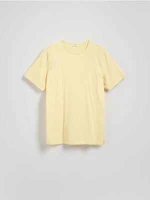 Reserved - Bawełniany t-shirt regular - jasnożółty