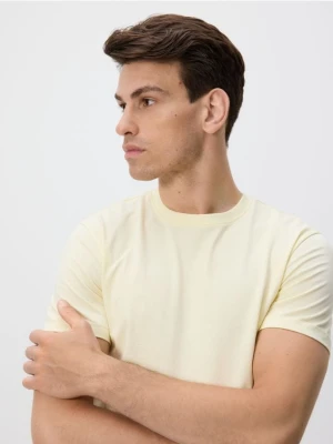 Reserved - Bawełniany t-shirt regular - jasnożółty