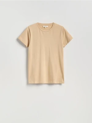 Zdjęcie produktu Reserved - Bawełniany t-shirt regular - kremowy