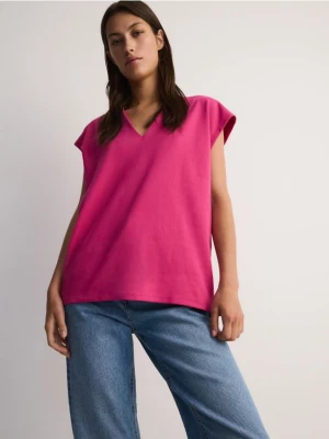 Reserved - Bawełniany t-shirt - różowy