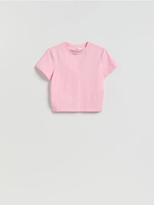 Reserved - Bawełniany t-shirt - różowy
