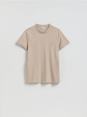 Reserved - Bawełniany t-shirt slim fit - beżowy