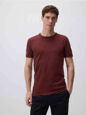 Reserved - Bawełniany t-shirt slim fit - bordowy