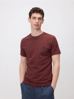 Reserved - Bawełniany t-shirt slim fit - bordowy