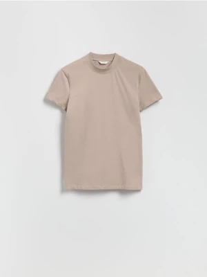 Reserved - Bawełniany t-shirt slim fit - brązowy