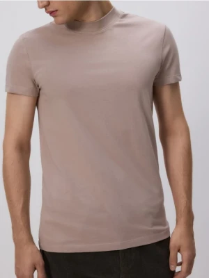 Reserved - Bawełniany t-shirt slim fit - brązowy