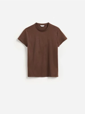Reserved - Bawełniany t-shirt slim fit - brązowy