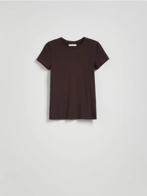 Reserved - Bawełniany t-shirt slim fit - ciemnobrązowy