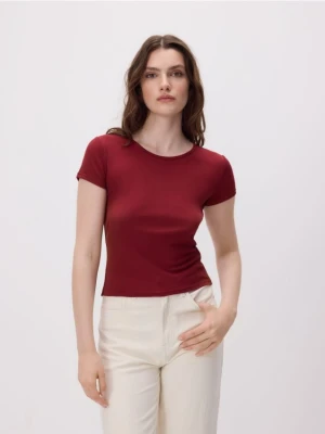 Reserved - Bawełniany t-shirt slim fit - ciemnofioletowy