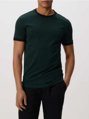 Reserved - Bawełniany t-shirt slim fit - ciemnozielony