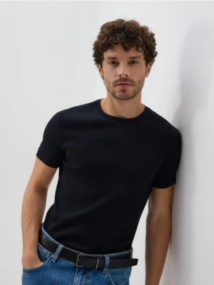 Reserved - Bawełniany t-shirt slim fit - czarny