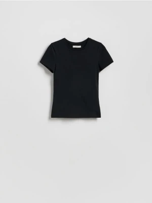 Reserved - Bawełniany t-shirt slim fit - czarny