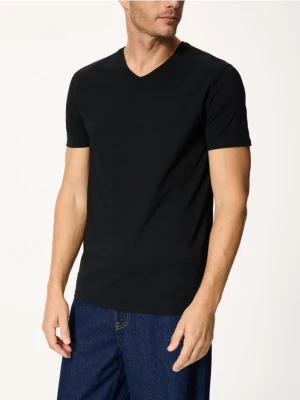 Reserved - Bawełniany t-shirt slim fit - czarny