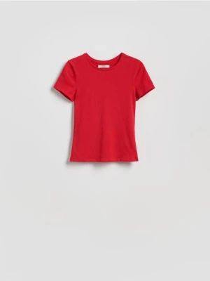 Reserved - Bawełniany t-shirt slim fit - czerwony