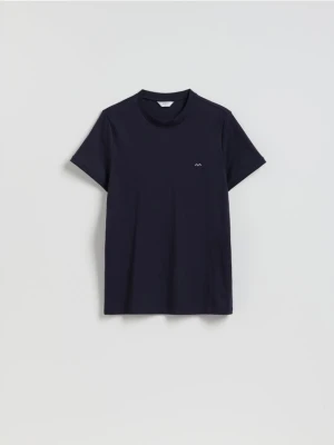 Reserved - Bawełniany t-shirt slim fit - granatowy
