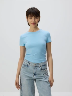 Reserved - Bawełniany t-shirt slim fit - jasnoniebieski