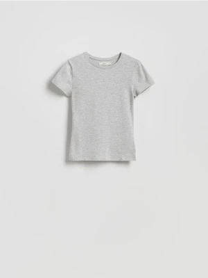 Reserved - Bawełniany t-shirt slim fit - jasnoszary