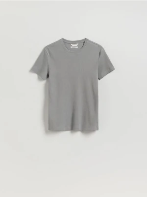 Reserved - Bawełniany t-shirt slim fit - jasnoszary
